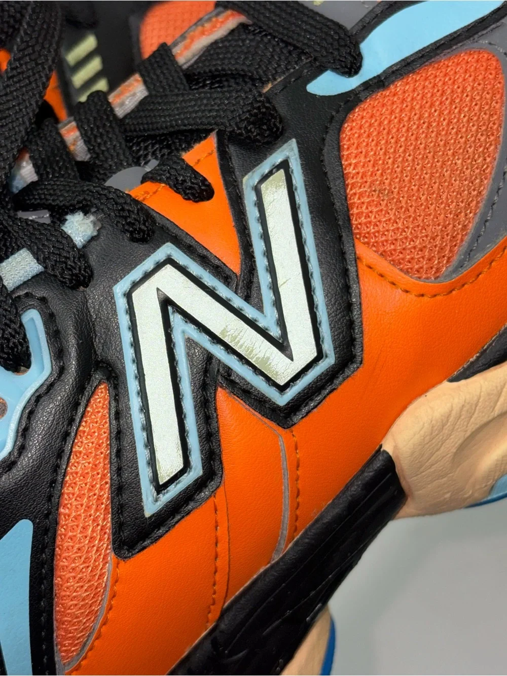 New Balance Kids Bright Orange & Light Blue Athletic Sneakers